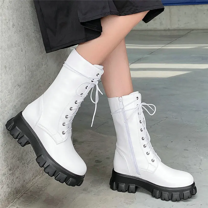 

Punk Goth Creepers Women Lace Up High Heel Winter Riding Boots High Top Round Toe Platform Oxfords Warm Pumps Shoes Casual Shoes