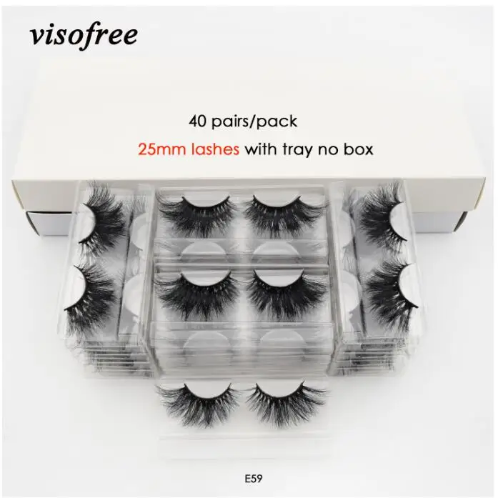 Visofree 40 пар/упак. 25 мм ресницы 3D норковые ресницы макияж толстые норковые ресницы Поддельные ресницы драматические ресницы многоразовые - Цвет: E59