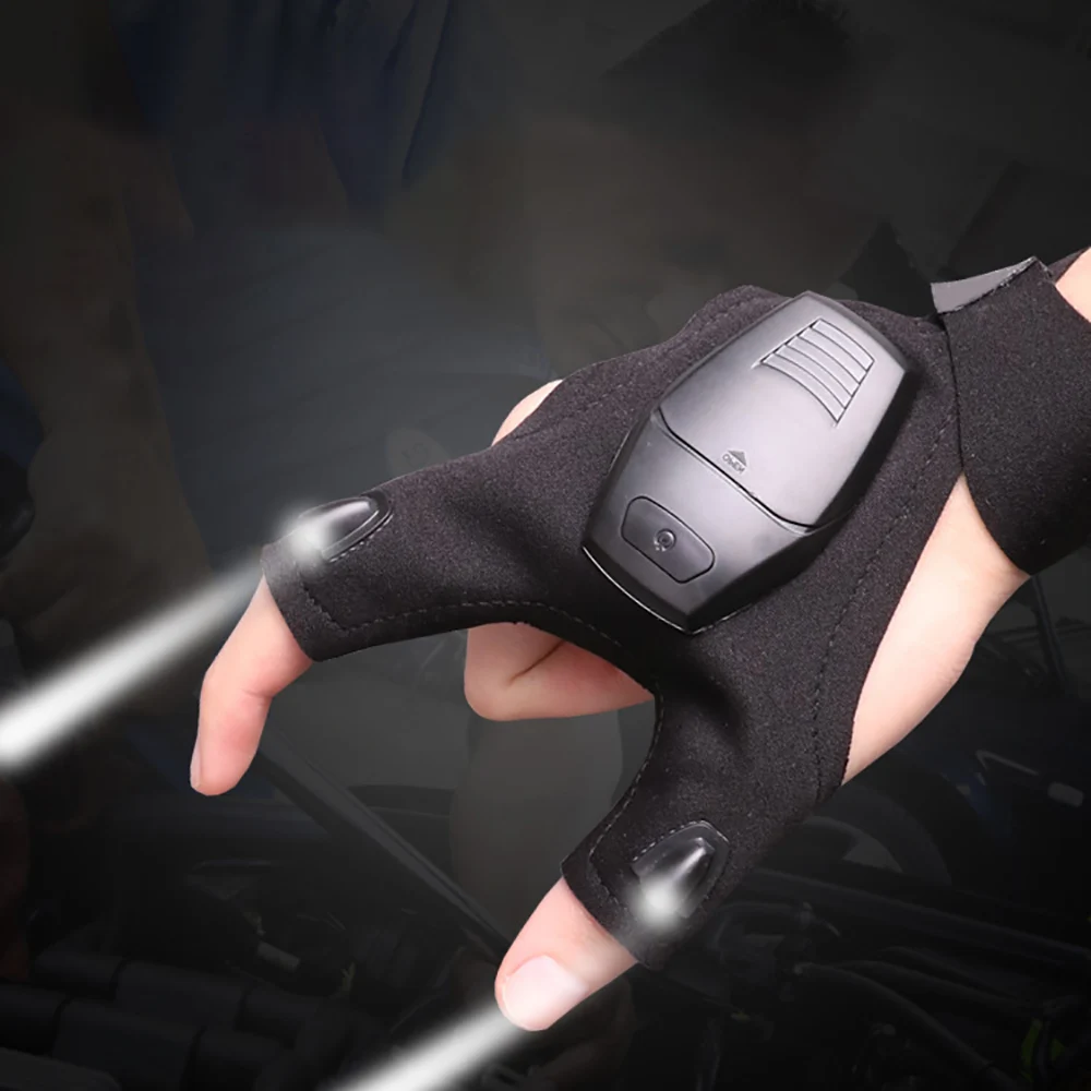 

1Pc Outdoor Fishing Magic Strap Fingerless Gloves LED Flashlight Torch Cover Survival Camping Hiking Cycling Rescue Tool Gloves