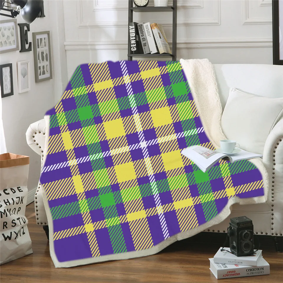 Plaid Flannel Blanket for Adults Kids Luxury Designer Blanket Classic Plaid Double-layer Thick Warm Blanket for Home Decorations