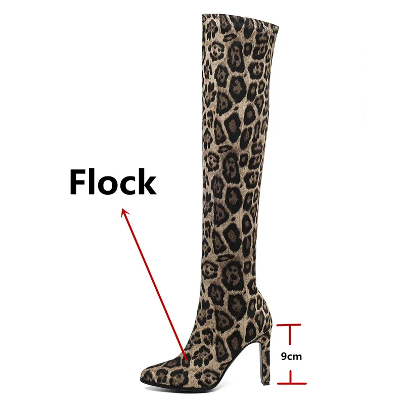 FEDONAS Sexy Leopard Women Thin High Heels Over The Knee Boots Pointed Toe Night Club Shoes Woman Autumn Winter Socks Boots