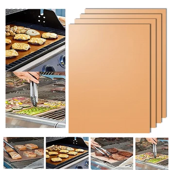 

2Pack Copper BBQ Grill Mat Non-stick Reusable Heat Resistant Barbecue Meet Pad