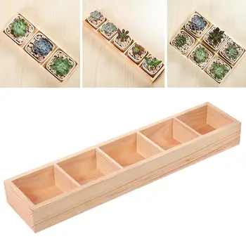 

Small Mini Plant Flower Decorative Square Pot Multi Grid Wooden Flower Pot Bonsai Planter Box Desktop Storage Holder Organizer