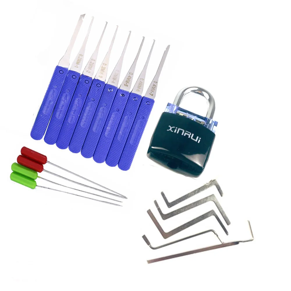 Lockpick Set Broken Keys Extractor with Transparent Locks for Pro Locksmith Tools Practicing And Training Skills