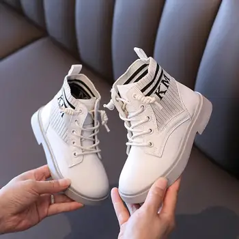 

Autumn Winter Fashion Rubber Martin Boots For Girls Kids Long Socks Boots Children Knee-high Warm Cotton Soft Snow Boots Sneaker