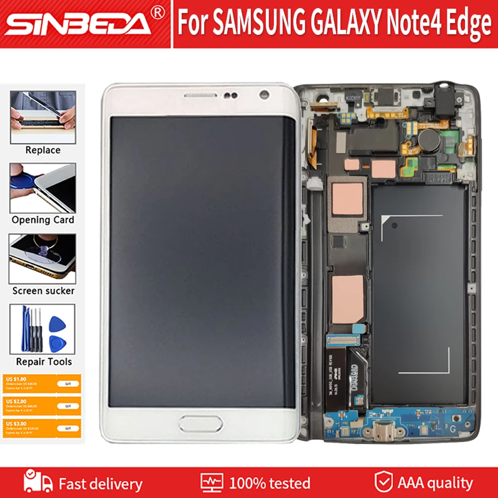 Оригинальный ЖК-дисплей для Samsung Galaxy Note 4 Edge N915 N9150 N915F дигитайзер сенсорного