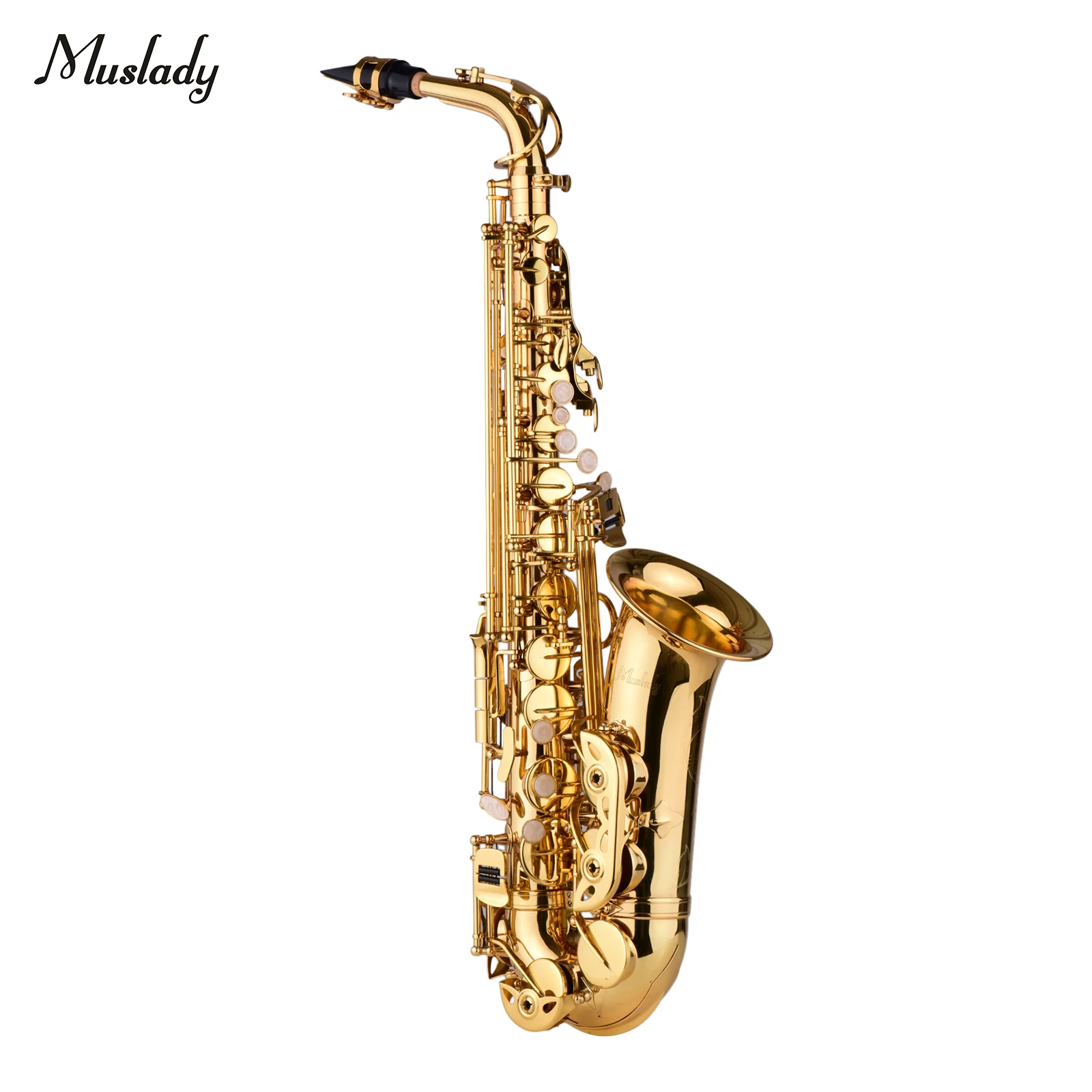 Saxophone Musical Instrument Eb Alto Saxophone Brass Lacquered Gold E Flat Alto Sax Woodwind Instrument with Carry Bag Gloves Straps Brush Accessories