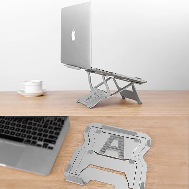 Aluminum Laptop Stand Angles/Heights Adjustable Folding Notebook Cooling Holder for MacBook Air Pro 11-15.6 inch