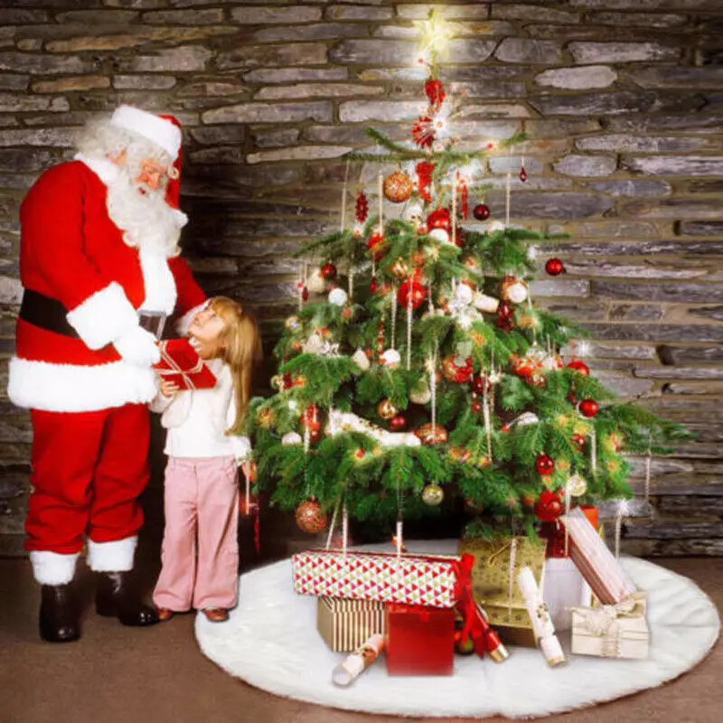 Роскошная юбка с рождественской елкой из искусственного меха, домашний Рождественский Декор для пола, вечерние украшения, Длинная зимняя плюшевая юбка, базовый Коврик для пола, Декор