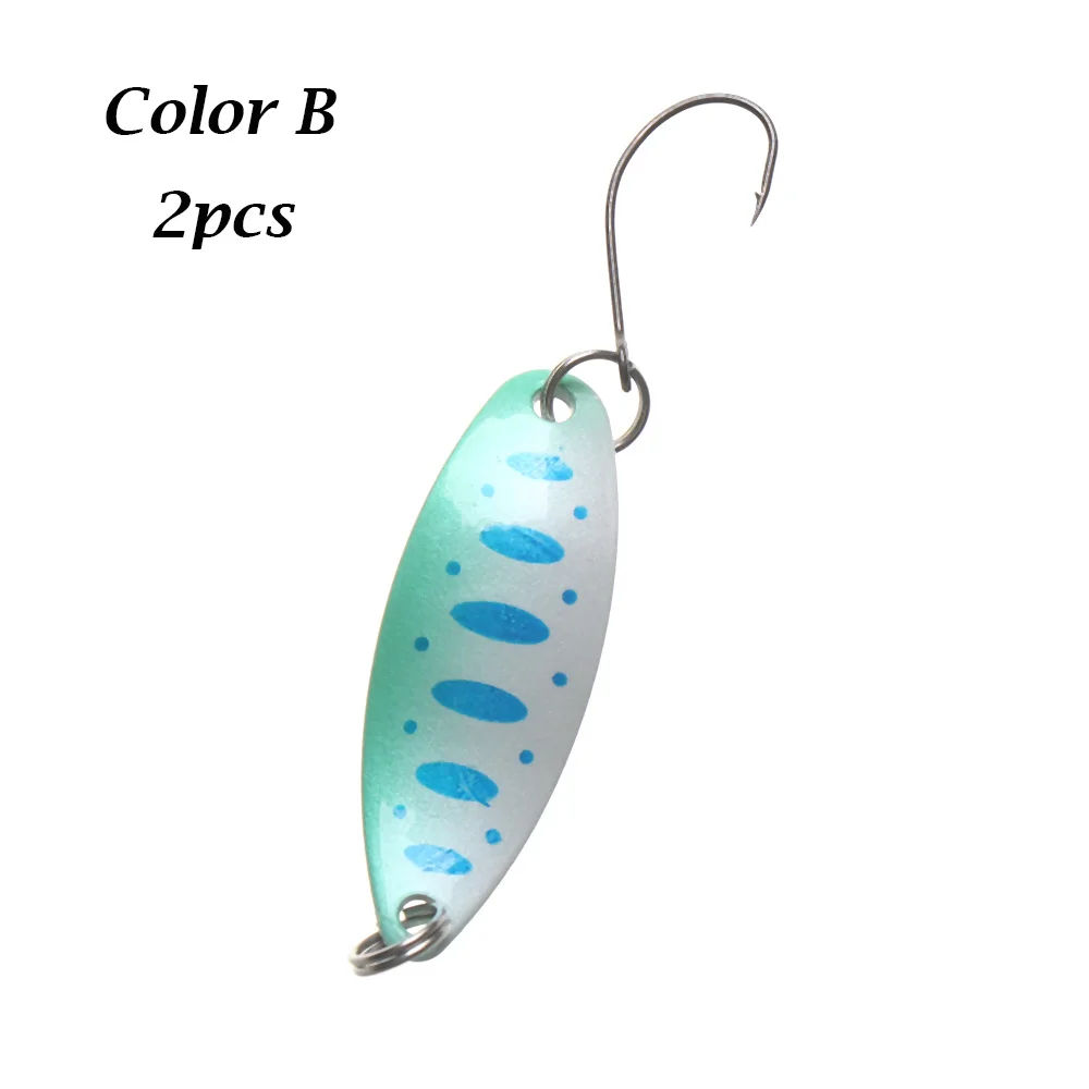 Style B Color B 2 шт., портативная мини-приманка с блестками, металлическая блесна, блесна, жесткая приманка с острым крючком, красочные рыболовные снасти - Цвет: Style B Color B