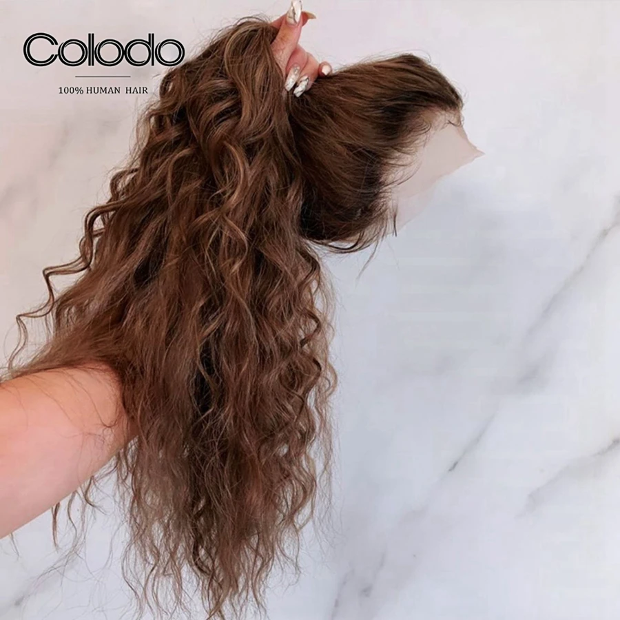 Колодо коричневый Омбре человеческие волосы парик с Babyhair предварительно выщипанный бразильский Remy волна воды парик бесклеевой полный парик шнурка для черных женщин