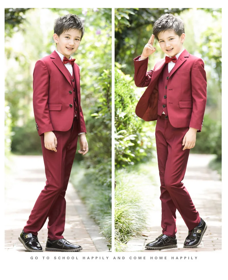 Детская школьная форма в Корейском стиле для мальчиков, черный блейзер, куртка, белая рубашка, штаны, комплект одежды с галстуком, Студенческие костюмы, костюм
