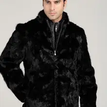 Размера плюс, мужская верхняя одежда из искусственного меха, Jaqueta Masculina, зимнее пушистое толстое пальто, черный воротник, имитация норки, пальто D21