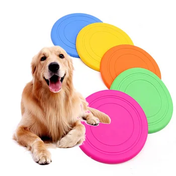 

1pc Silicone Flying Saucer Dog Cat Toy Dog Game Flying Discs Resistant Chew Puppy Training Interactive Pet Supplies Random Color