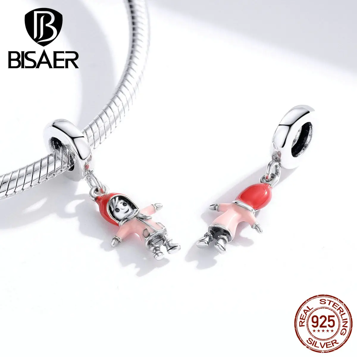 Для катания на лыжах, для девушек, BISAER, подлинный, 925 пробы, серебряный, для катания на лыжах, для девушек, бусины, Подвески, подходят для девушек, браслеты, серебро, 925, ювелирное изделие ECC1353