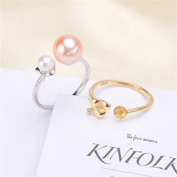 

DIY Accessorys S925 Sterling Silver Fashion Pearl Ring Accessory Adjustable Ring Mountings DIY Rings Jewelry Making Gift