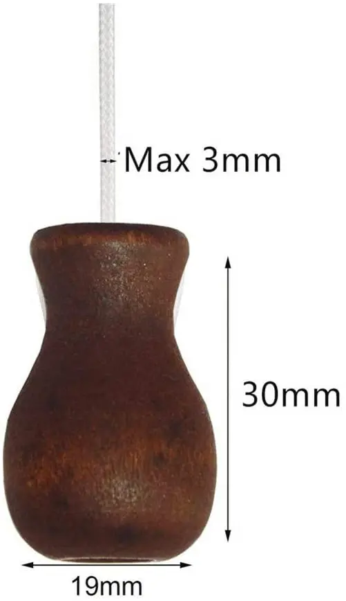 12pcs Brown Wood Tassel for Window Blinds White Cord Knobs Wooden Hanging Ball Pulls for Curtain Craft 6