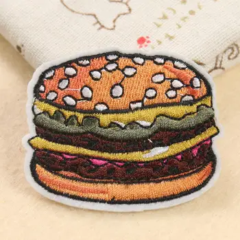 

Hamburger - Cheeseburger - Food - Iron on Embroidered Patch DIY Applique