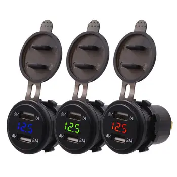 

Hot 12V-24V Car 3.1A dual USB voltmeter car charger cigarette lighter type waterproof fast charging car charger