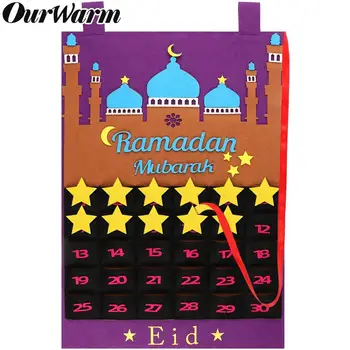 

50pcs Advent Calendar 2020 Ramadan Decorations30 Days Eid Mubarak Felt Countdown Calendar for Kids Eid Gifts Ramadan Decoratio
