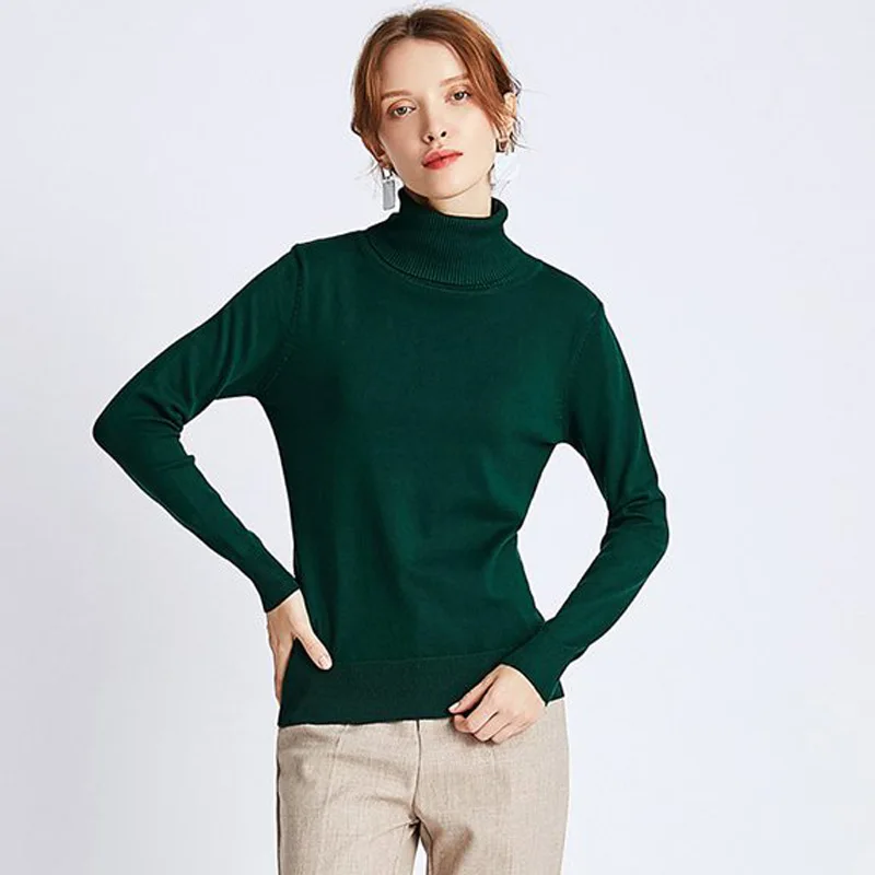 

ONLYSVTER S-XL Women Turtleneck Sweater Long Sleeve Pullovers Top High Stretchy Soft Female Jumper Casual Knitting Pull Femme