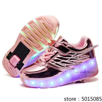 

Children Kids Shoes Boys Girls Light Up heelys Two Wheels Luminous Sneakers USB Charging Led Roller Skate