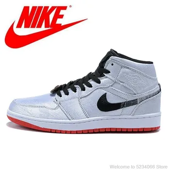 

Original Nike Air Jordan 1 AJ1 OG White Silk Basketball comfortable Shoes Women Size 36-39