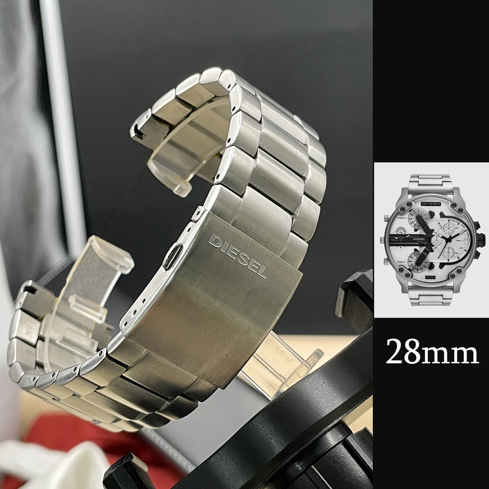 

28mm Luxury Stainless Steel Watch Strap Bracelet Watch Accessories Chain Sports Waterproof Band