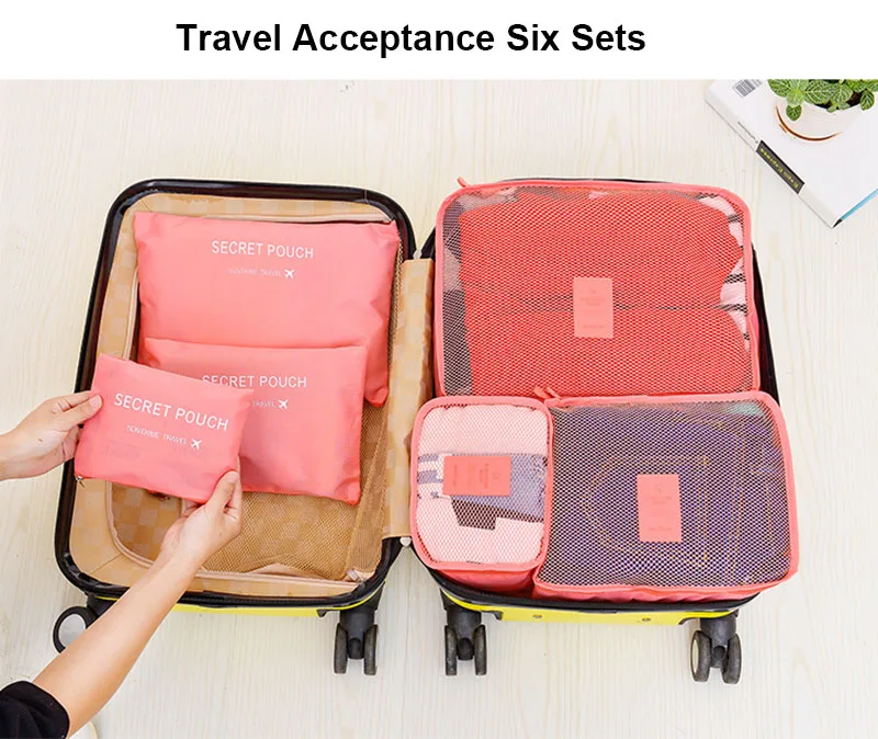 

Travel Go out Breathable 6-piece set Storage Grid Nylon package Waterproof Clothes finishing