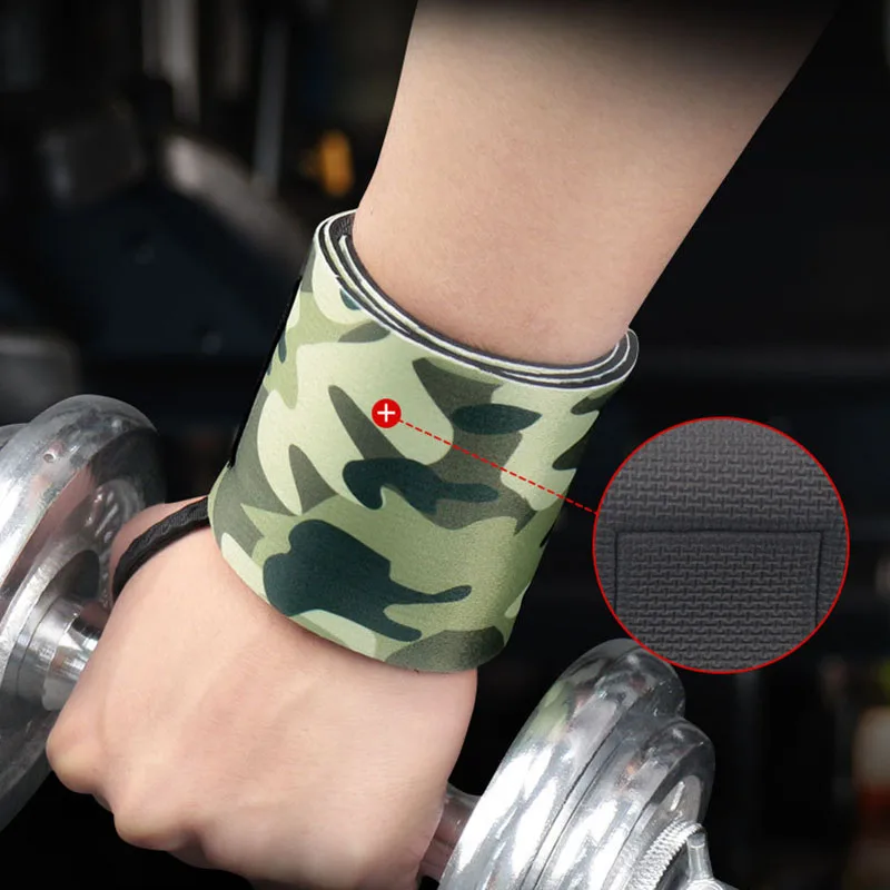 2Pcs Camouflage Neoprene Weightlifting Wrist Wrapping Support Fitness Crossfit Sport Wristbands Powerlifting Wrist Protector