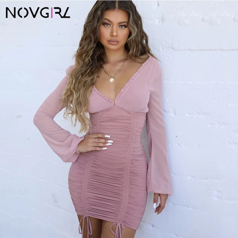 Novgirl/осеннее шифоновое платье для женщин коллекция 2019 года Плиссированное