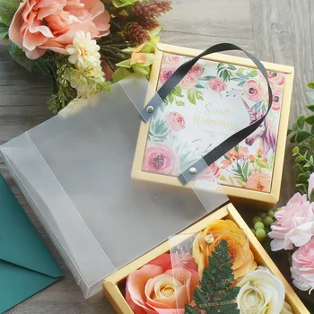 

15*15*6.5cm 3set Gold Unicorn Rose Garden Design Paper Box + Bag As Baby Shower Birthday Wedding Gift Packaging Use