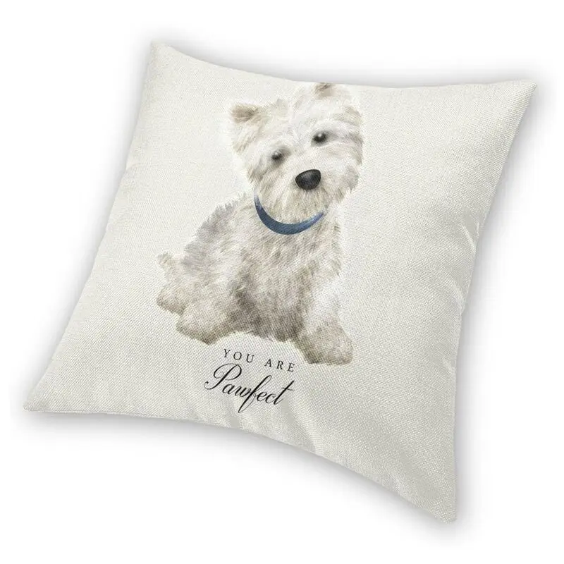 Luxury West Highland White Terrier Dog Throw Pillow Case Home Decor Square Westie Cushion Cover Pillowcover for Living Room