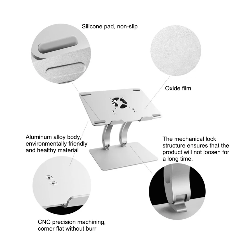 Подставка для ноутбука охлаждающая подставка многоугольная Регулируемая эргономичная алюминиевый вынос руля металлический держатель для ноутбука Нескользящая подставка для поддержки