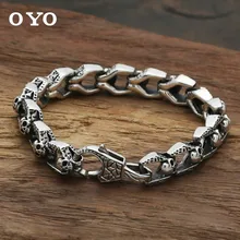 S925 стерлингового серебра ювелирные изделия звезда с корейской версии серебра Ретро Мужские тайские бласлет с серебряным черепом