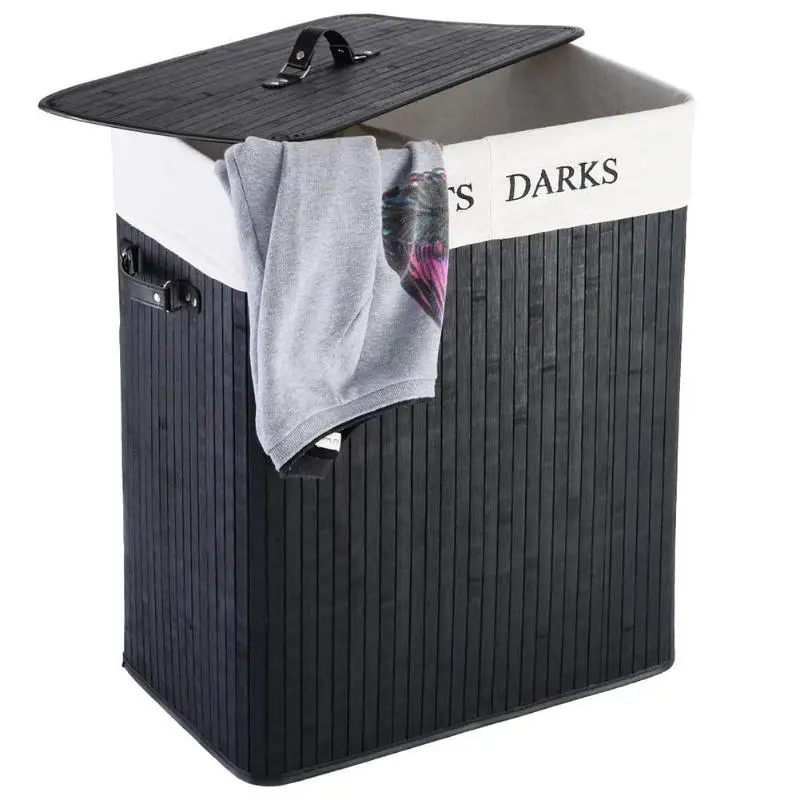 

Storage Box Double Lattice Bamboo Folding Basket With Cover Black t Can Be Used To Organize Dirty Clothes Sundries Books Quilts