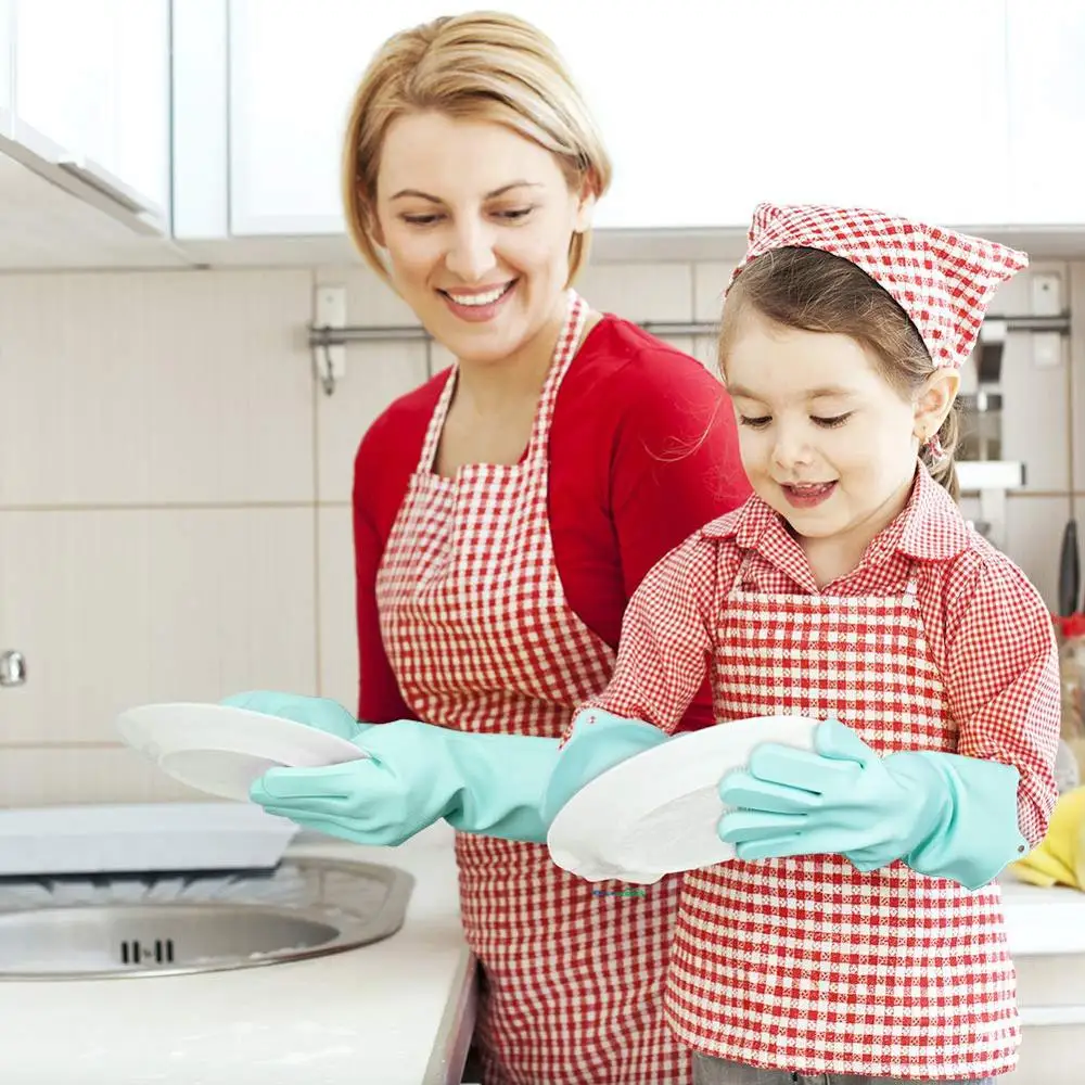 1 пара перчаток для мытья посуды, силиконовые перчатки для мытья посуды с чистящей щеткой, кухонные перчатки для мытья посуды
