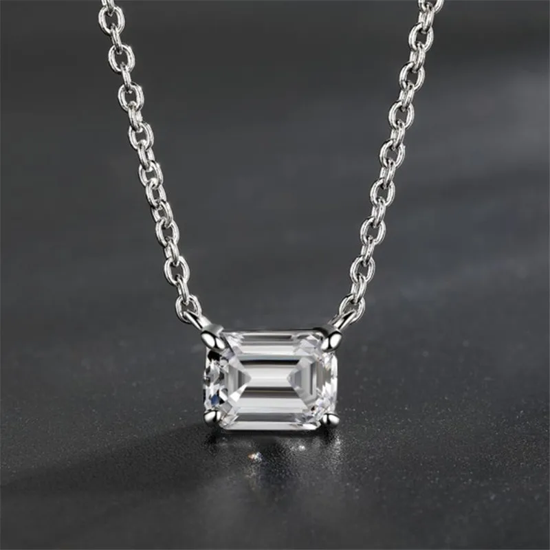

Moissanite Necklace 2CT 6*8MM Emerald Cut Lab Diamond Pendant for Women Wedding Party Gift Fine Jewelry Real 925 Sterling Silver