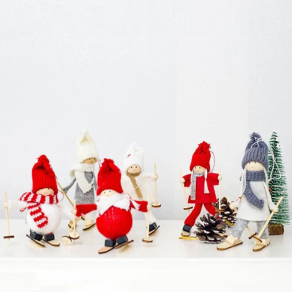 Toy Skiing Doll Mini Christmas tree Xmas Hanging Ornament Pendant Display Home