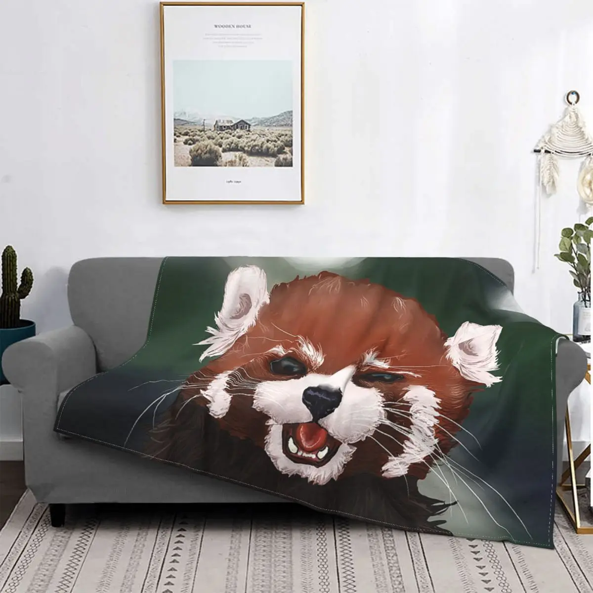 

Anime Red Panda Blanket Velvet Spring Autumn Cute Animal Multifunction Lightweight Throw Blanket for Bedding Outdoor Bedspreads