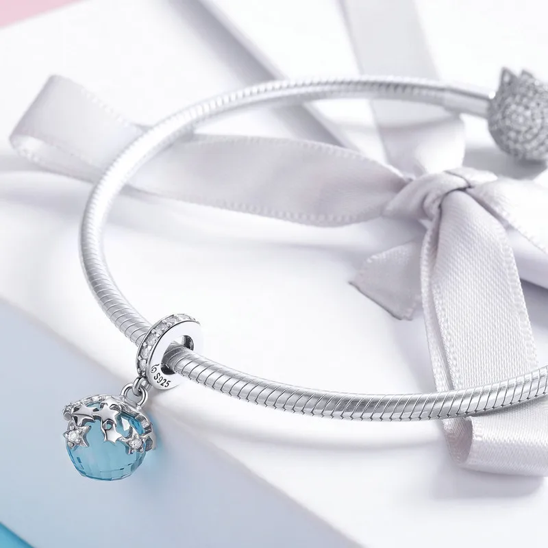 CodeMonkey высокое качество 925 пробы серебро Ослепительная звезда голубой кристалл