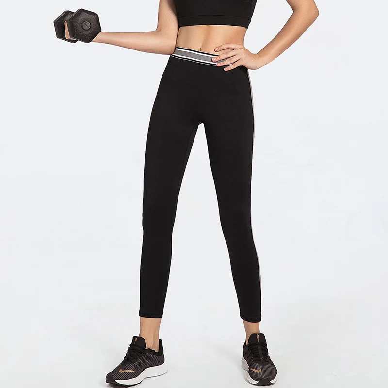 Seamless Sports Fitness Yoga Leggings Ladies Yoga Pants Striped Contrast Color Stitching High Waist Tight Abdomen Sports Pants Seamless Sports Fitness Yoga Leggings Ladies Yoga Pants Striped Contrast Color Stitching High Waist Tight Abdomen Sports Pants