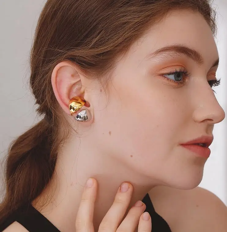Timeless Wonder Chic, золотые, серебряные закрученные серьги с листом, клипсы для ушей, Женские Ювелирные изделия, панк-рок, подиум, не прокалываются, готический стиль, бохо, Ins 5127