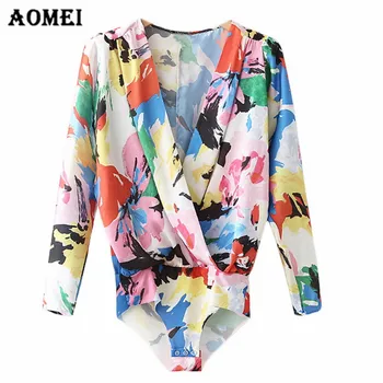 

Bodysuit Bohemian Sexy V Neck for Women Printing Romper Combinaison Short femme Fashion Summer Mujer Jumpsuits Lady Feminino