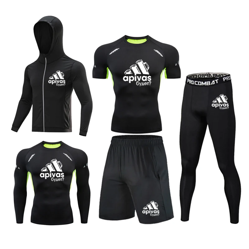 Men Jiu jitsu Rashguard MMA T-shirts Sets Bjj Muay Thai Boxing Jerseys Long Sleeve Boxeo Suit Brand 5Pcs Set Fitness Sport Suits