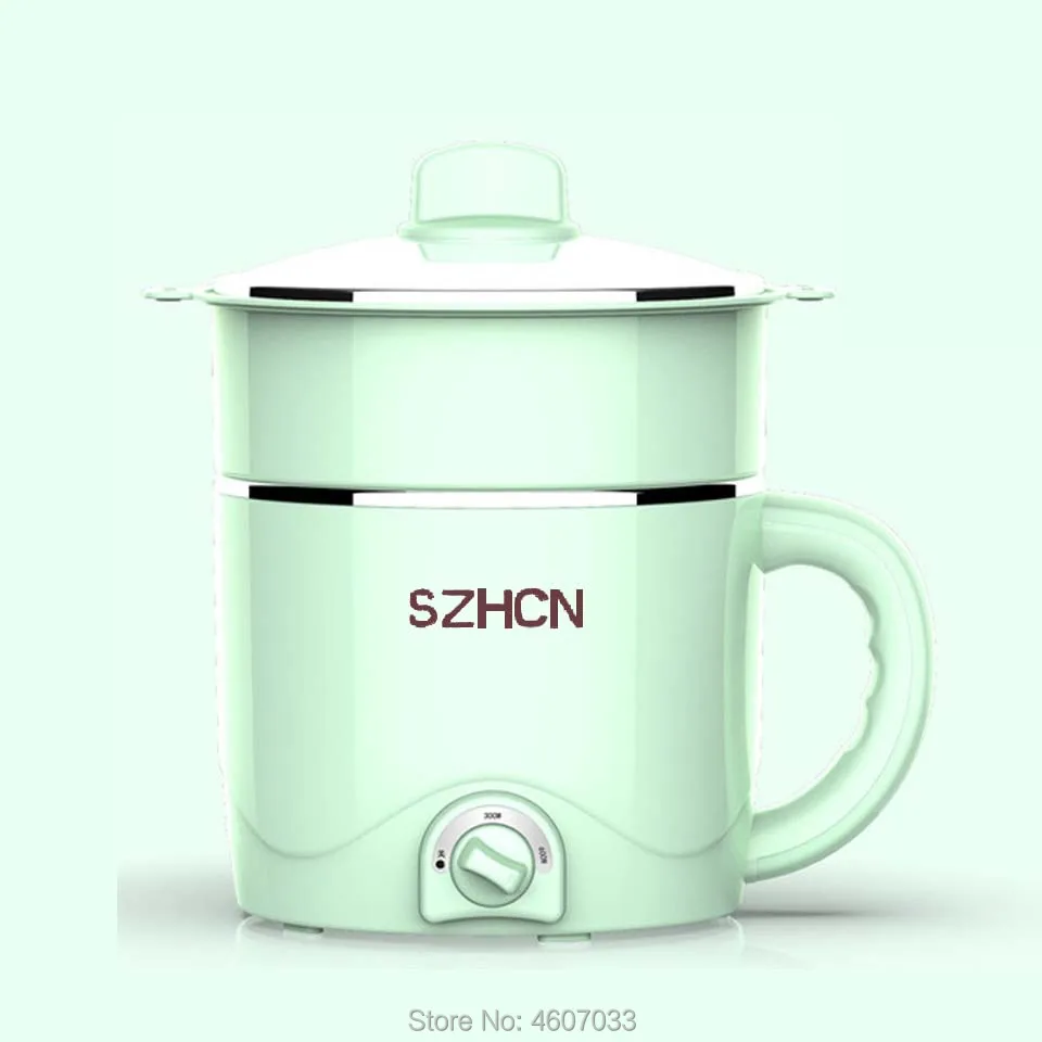 green steamer 220 В многофункциональная электрическая плита с подогревом, электрическая кастрюля для приготовления пищи, машина для жарки, жарки, лапши, яиц, супа, пароварка, мини-плита - Цвет: green steamer