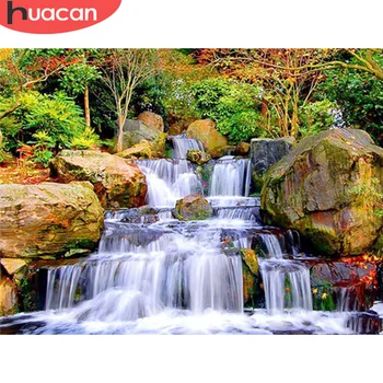 

HUACAN 5D Diamond Embroidery Waterfall Full Square/Round New Arrival Diamond Painting Cross Stitch Landscape Home Decoration