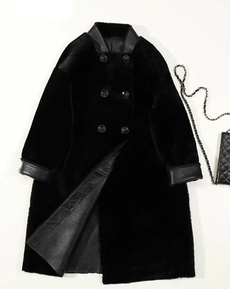 

2020 new winter sheep-sheared coat women's mid-length lamb fur all-in-one two-sided coat