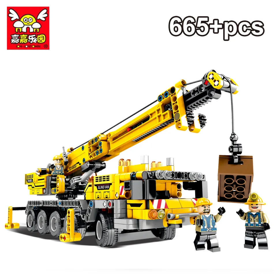

665Pcs Engineering Derrick Car Model Compatibie Legoed Technic Assembled Model Building Blocks Toys For Children Kit DIY Gifts
