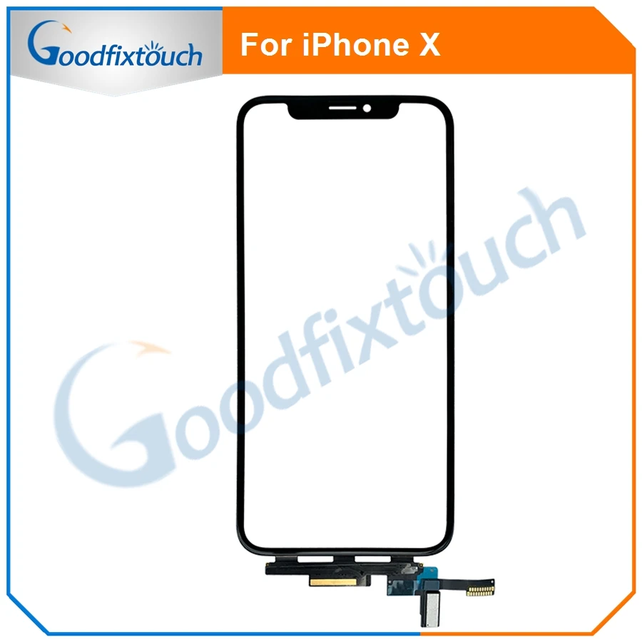 Оригинальная сенсорная панель для iPhone X, дигитайзер сенсорного экрана, передняя внешняя стеклянная панель с гибким кабелем для iPhone X, запасная часть